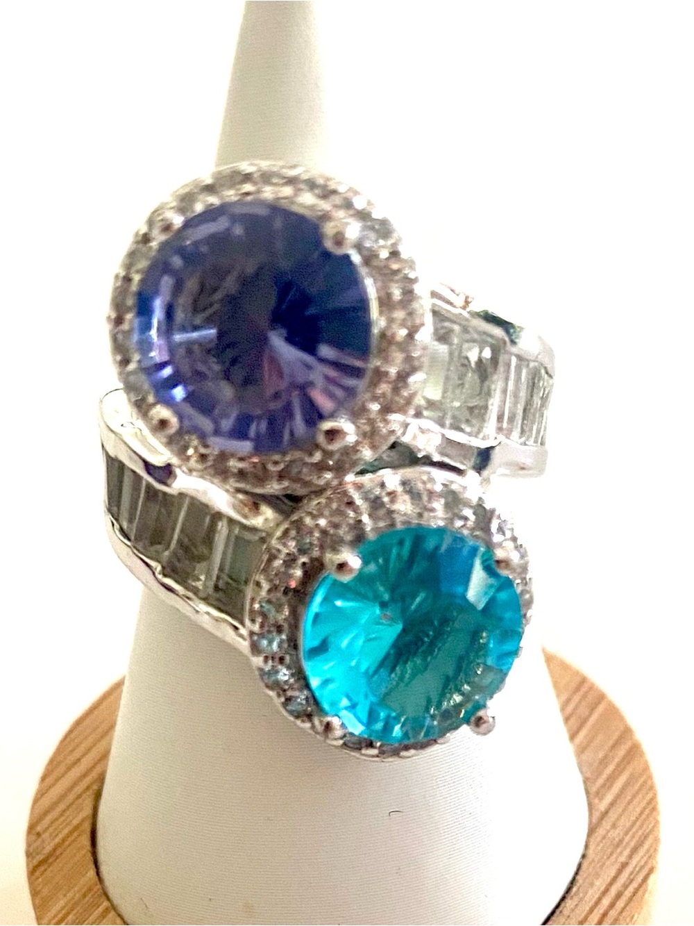 Blue Topaz and Amethyst Bypass Ring